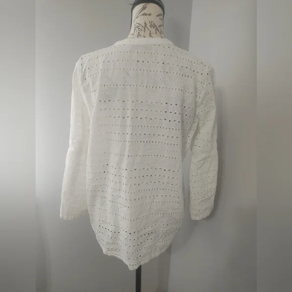 LOFT White Eyelet Blouse - Picture 4 of 10